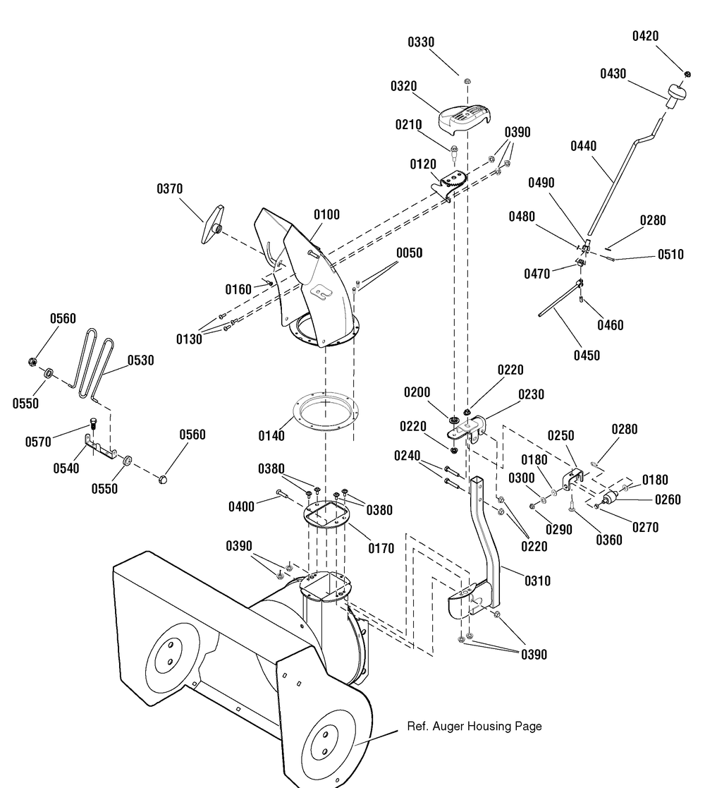 Discharge Chute Group Diagram and Parts List for 1695691 2009 Briggs and Stratton Snow Blower